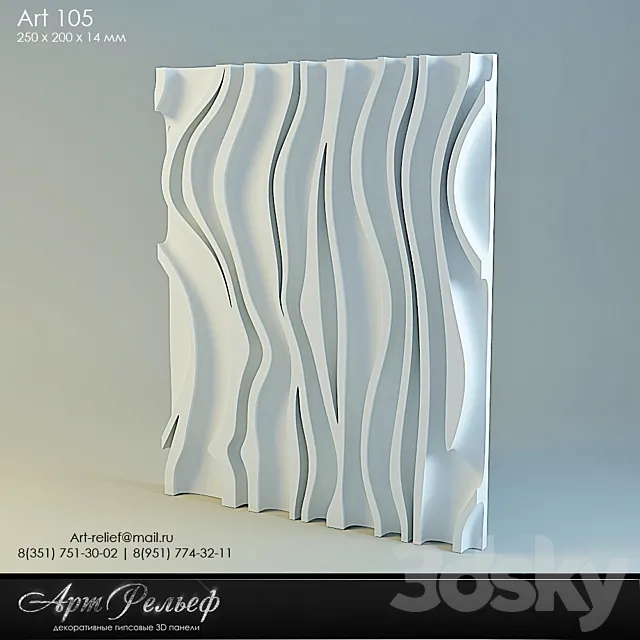 3d gypsum panel 105 from Art Relief 3DS Max Model