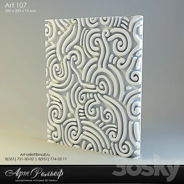 3d gypsum panel 107 from Art Relief 3DS Max Model