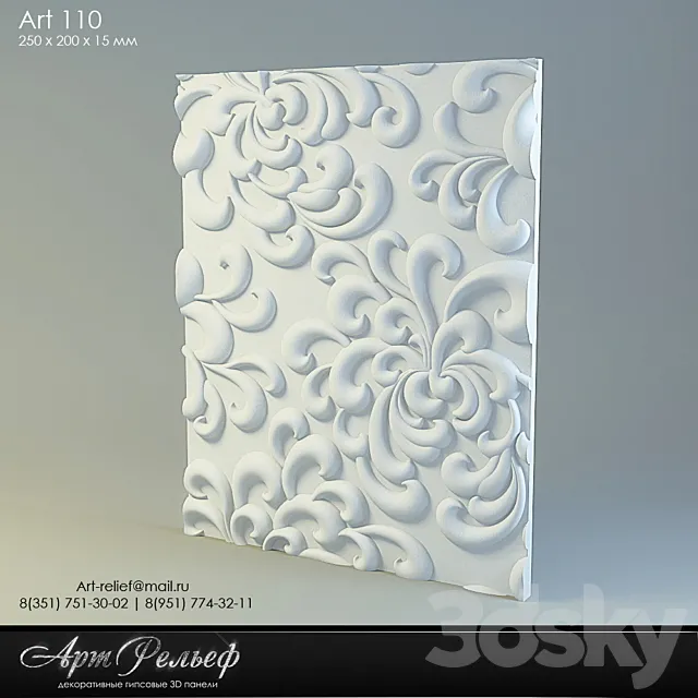 3d gypsum panel 110 from Art Relief 3DS Max Model