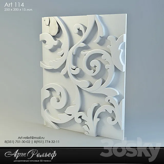 3d gypsum panel 114 from Art Relief 3DS Max Model