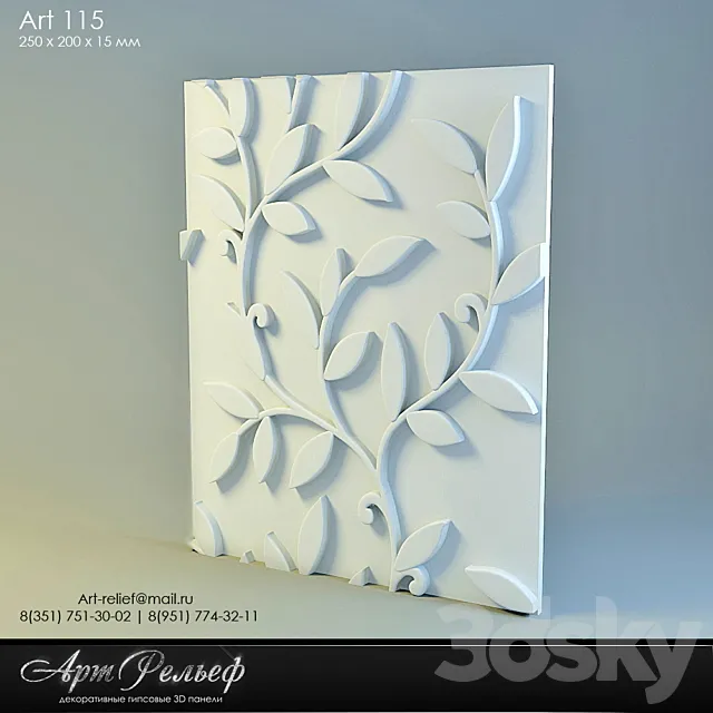 3d gypsum panel 115 from Art Relief 3DS Max Model