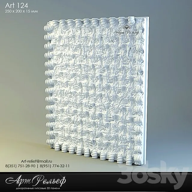 3d gypsum panel 124 from Art Relief 3DS Max Model