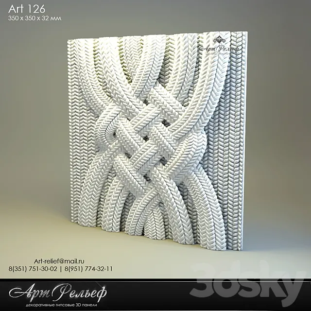 3d gypsum panel 126 from Art Relief 3DS Max Model