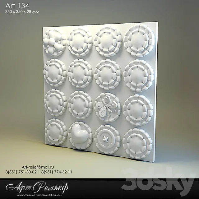 3d gypsum panel 134 from Art Relief 3DS Max Model