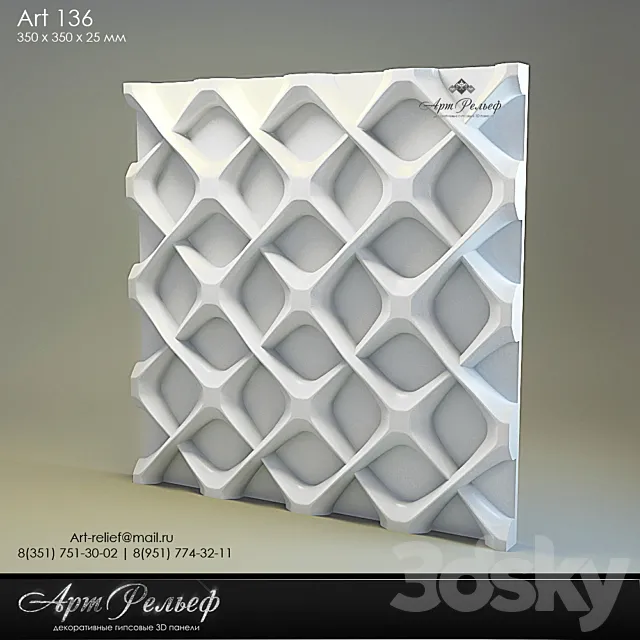 3d gypsum panel 136 from Art Relief 3DS Max Model