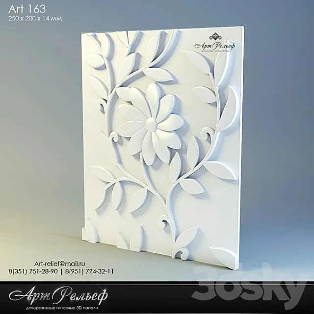 3d gypsum panel 163 from Art Relief 3DS Max Model