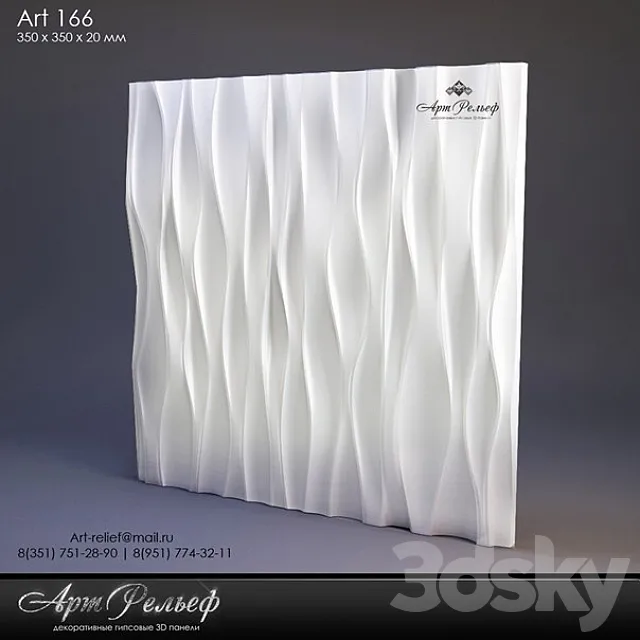 3d gypsum panel 166 from Art Relief 3DS Max Model