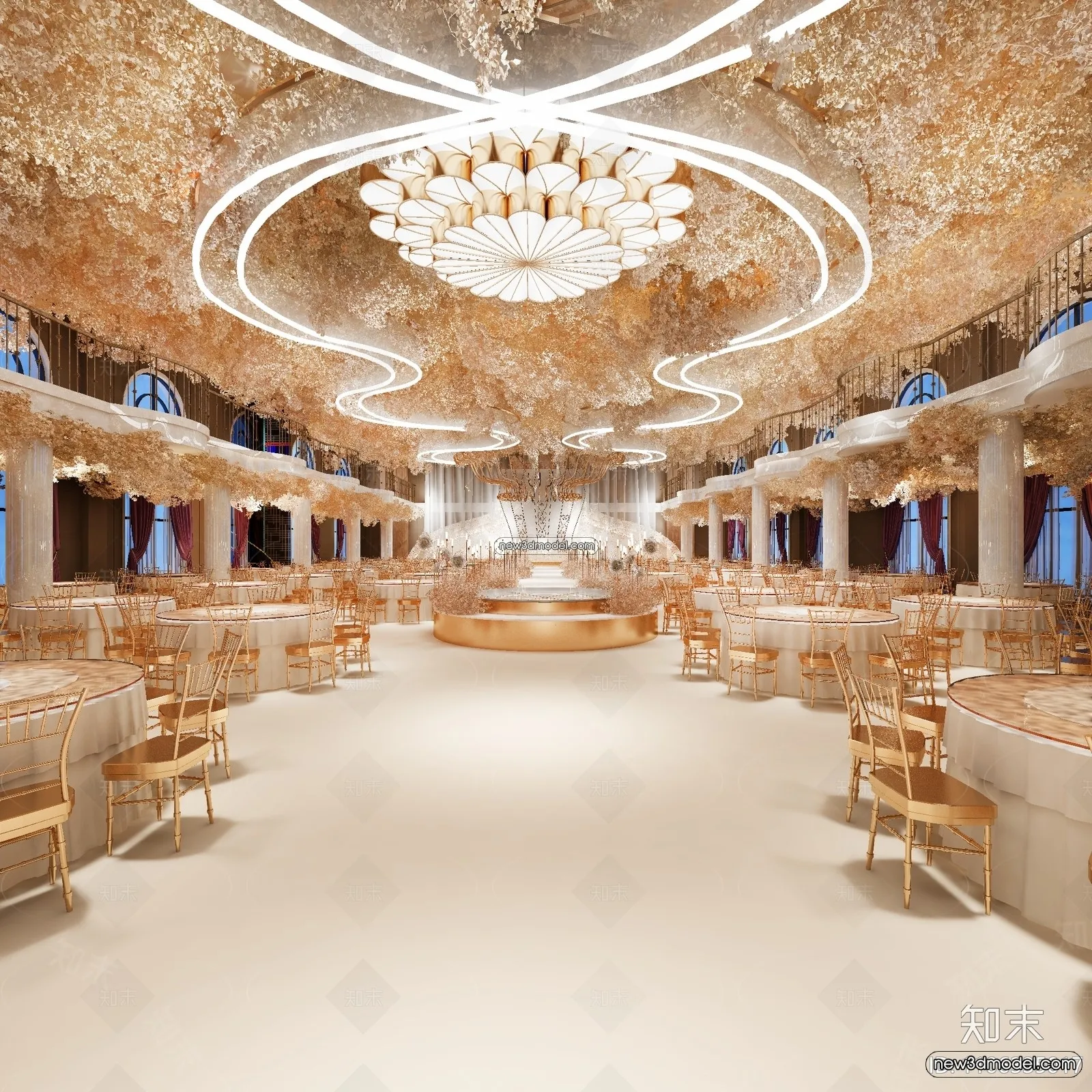 3D Model of Wedding Hall – 3D Scene – 090 – VRAY