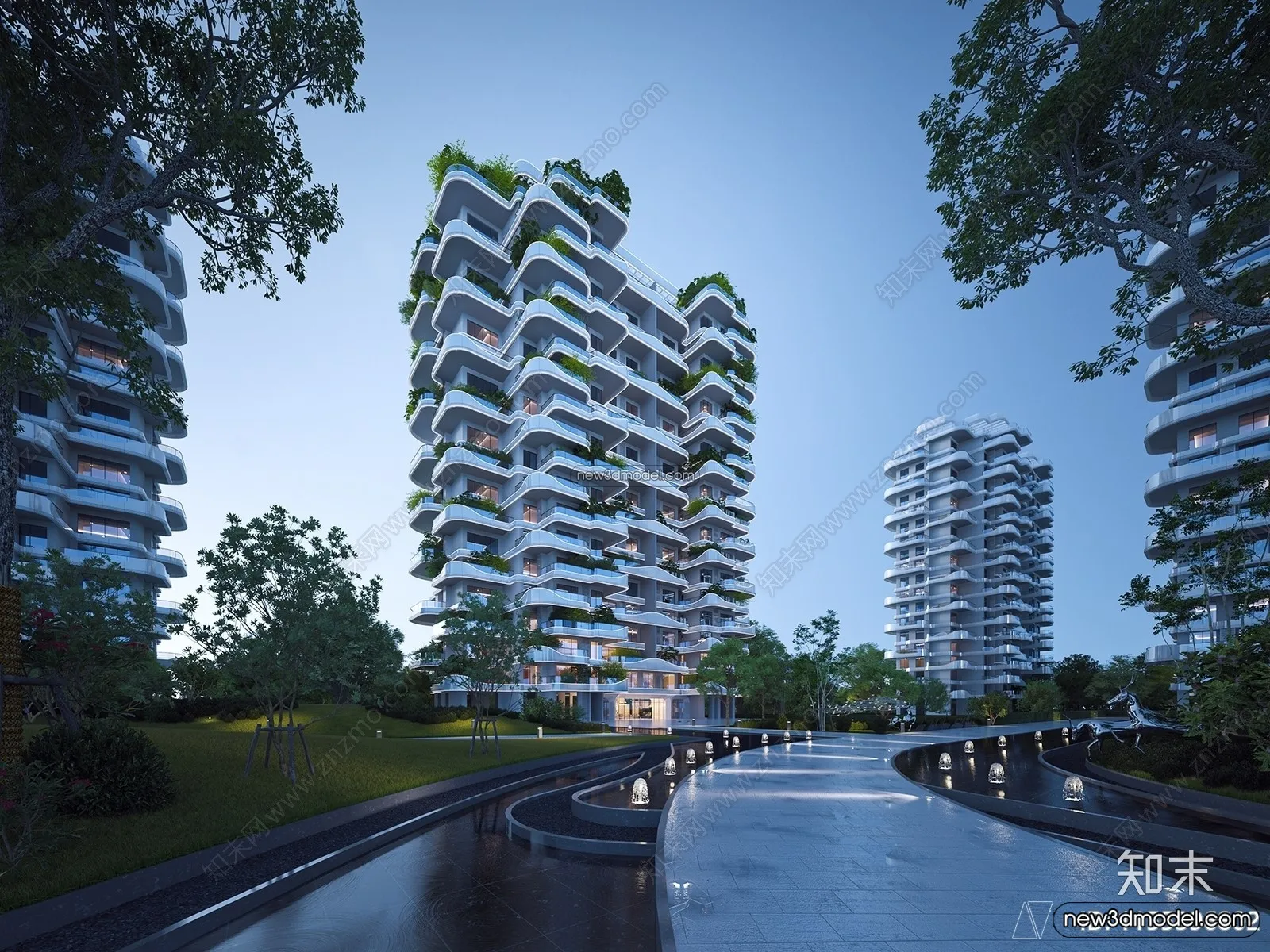 3D Models of Apartment Building – Exterior 3D Scenes – 047 – VRAY