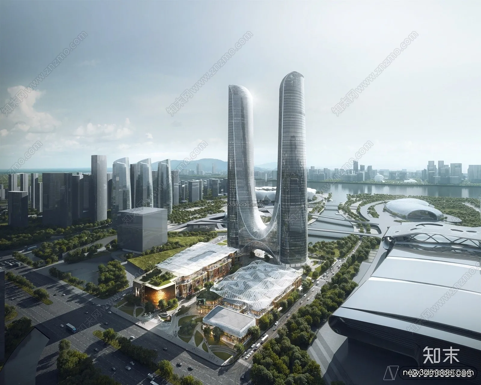 3D Models of Commercial Building – Exterior 3D Scenes – 019 – VRAY