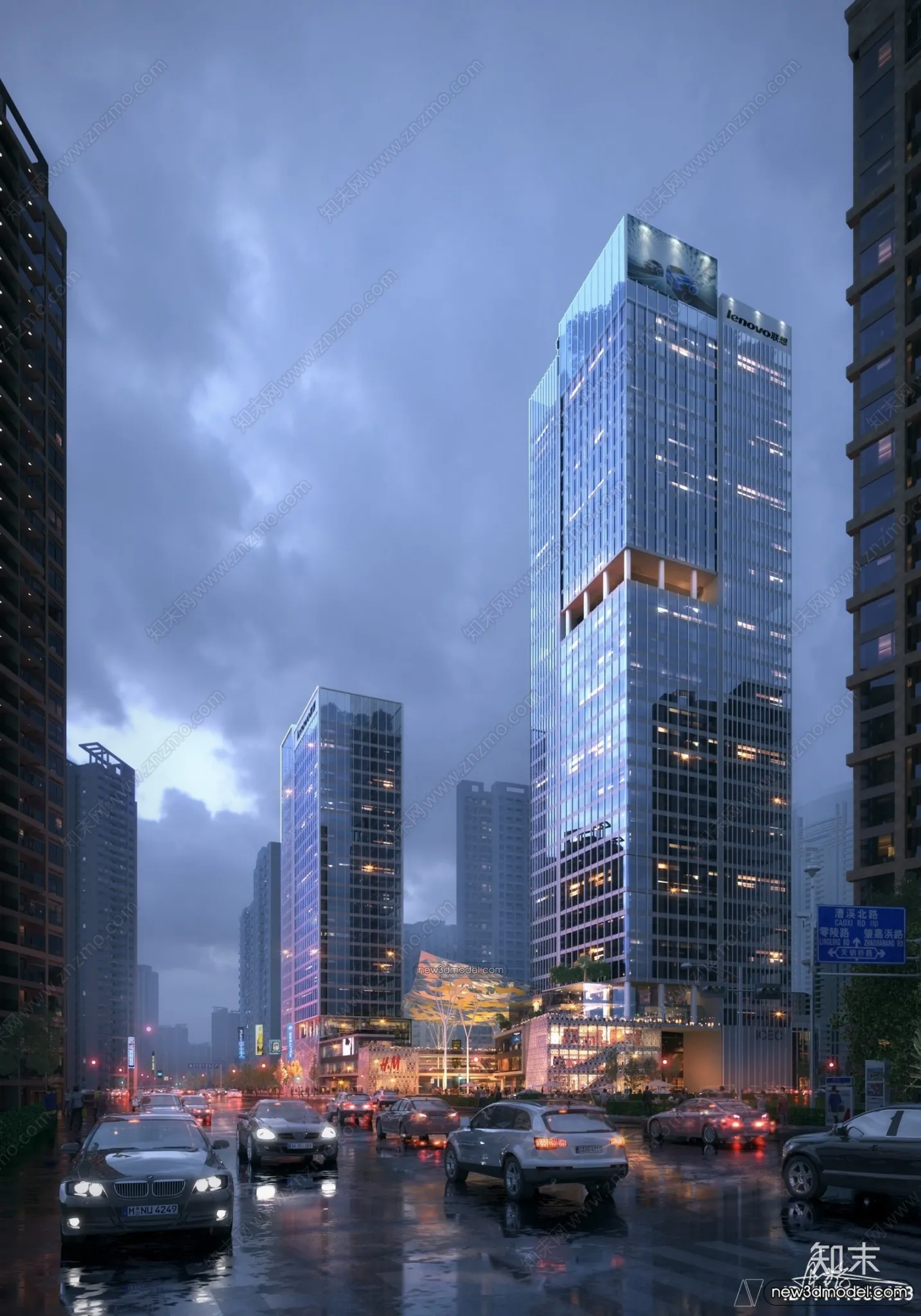 3D Models of Commercial Building – Exterior 3D Scenes – 031 – VRAY