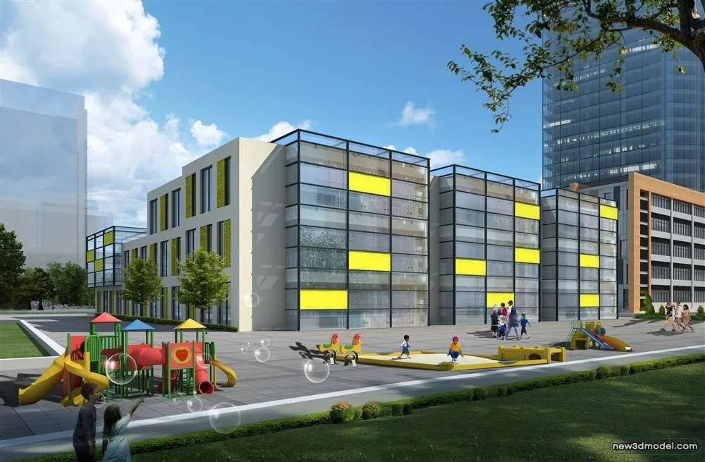 3D Models of Commercial Building – Exterior 3D Scenes – 1064 – VRAY