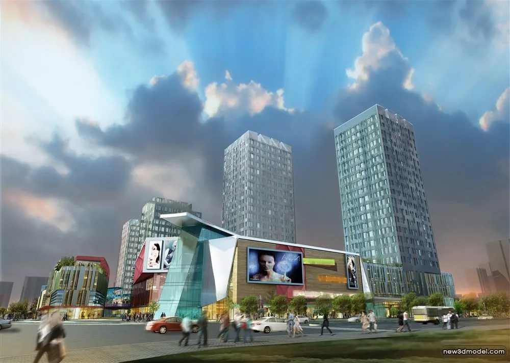 3D Models of Commercial Building – Exterior 3D Scenes – 300 – VRAY
