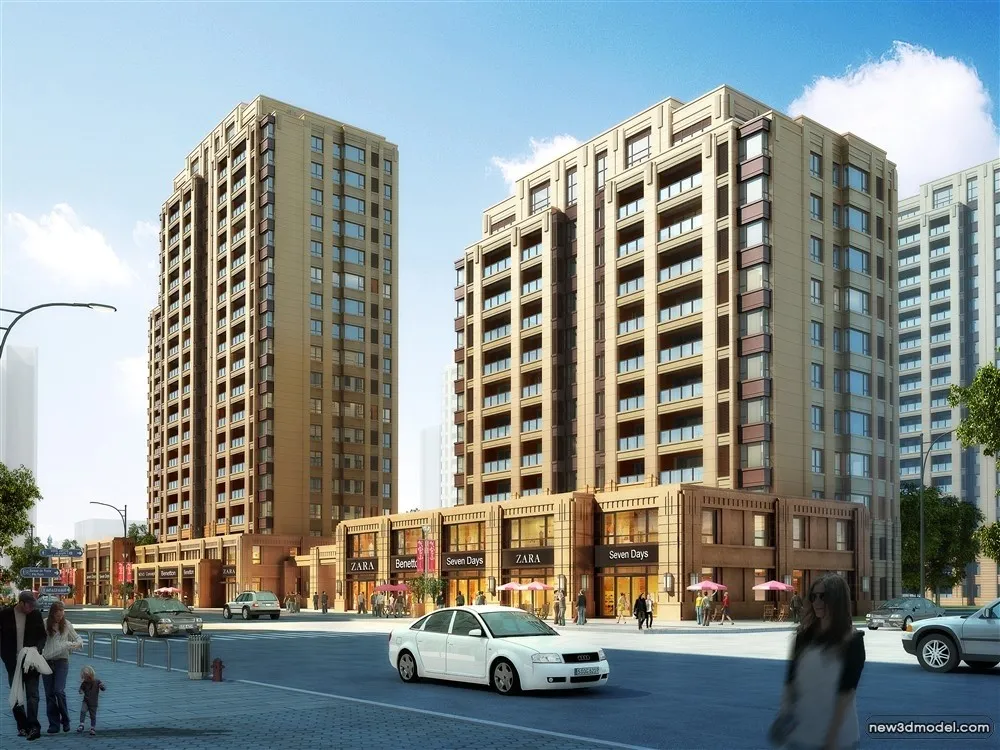 3D Models of Commercial Building – Exterior 3D Scenes – 401 – VRAY