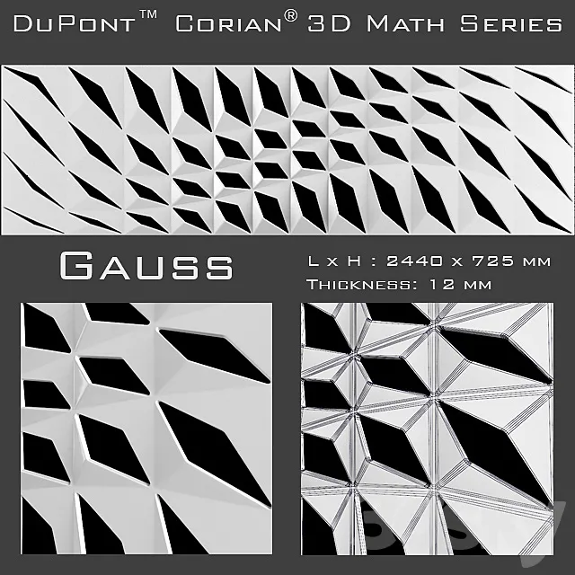 3D Panel Corian Gauss 3DS Max Model