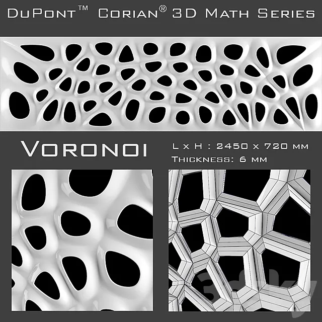 3D Panel Corian Voronoi 3DS Max Model