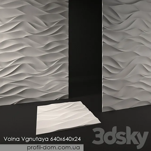 3D Panel Volna Vgnutaya 3ds Max