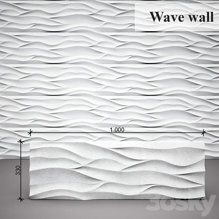 3D panel Wave wall 3DS Max