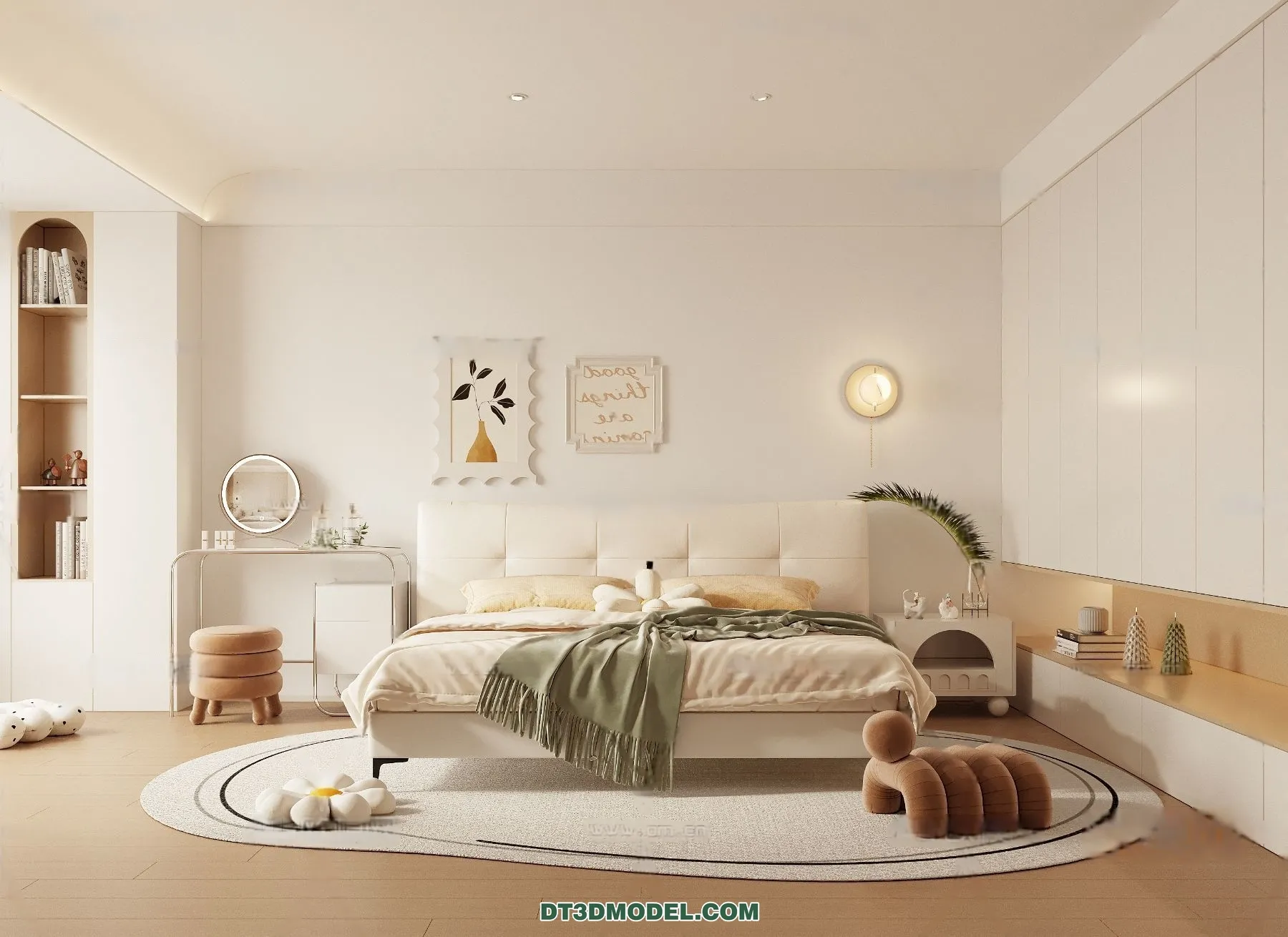 3D Scene of Cream Style Bedroom – 3D Model – 026 – CORONA
