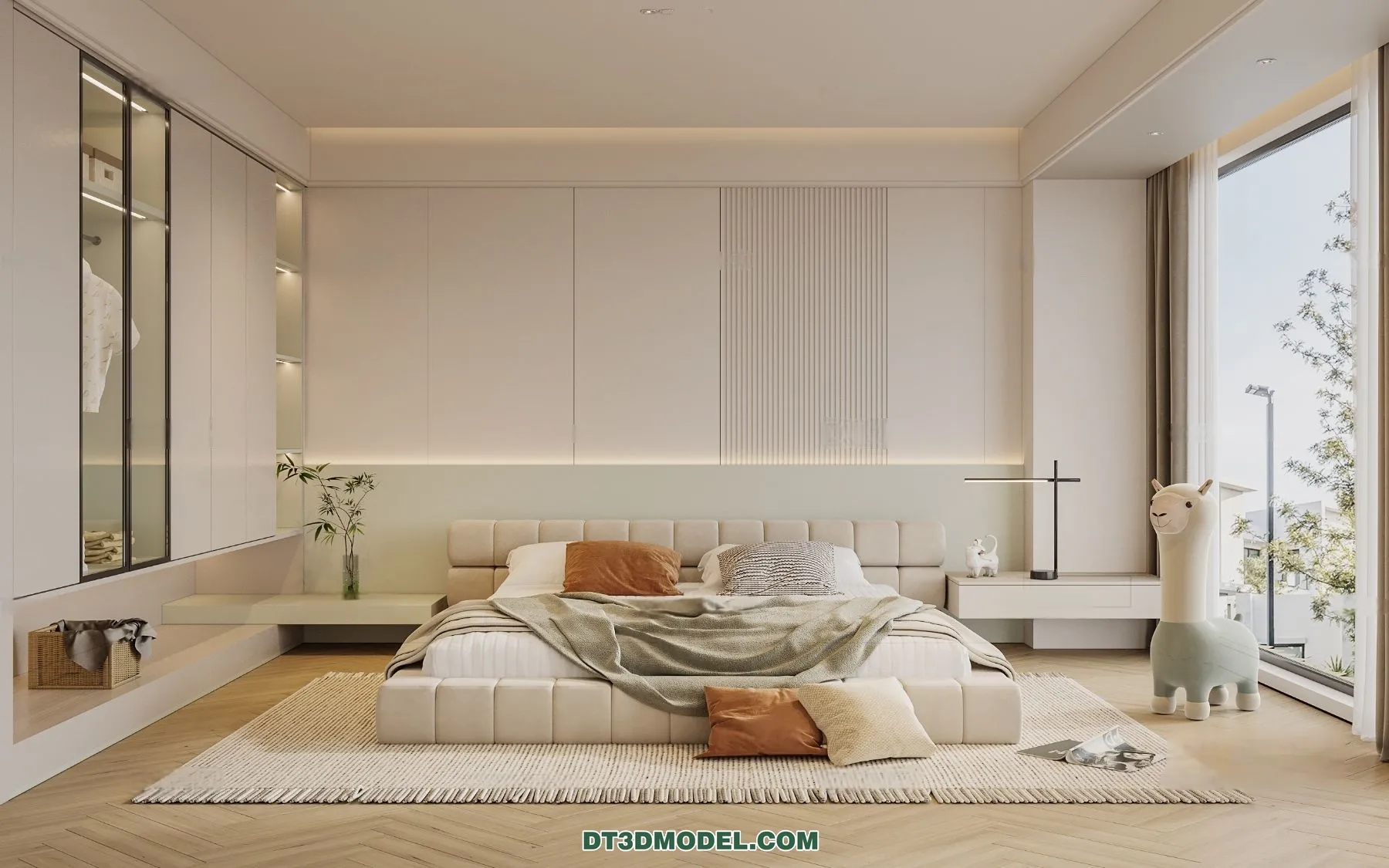 3D Scene of Cream Style Bedroom – 3D Model – 031 – CORONA