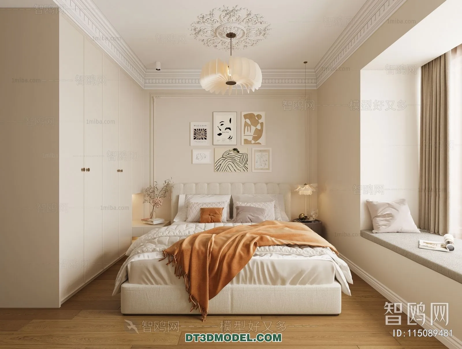 3D Scene of France Style Bedroom – 3D Model – 006 – VRAY
