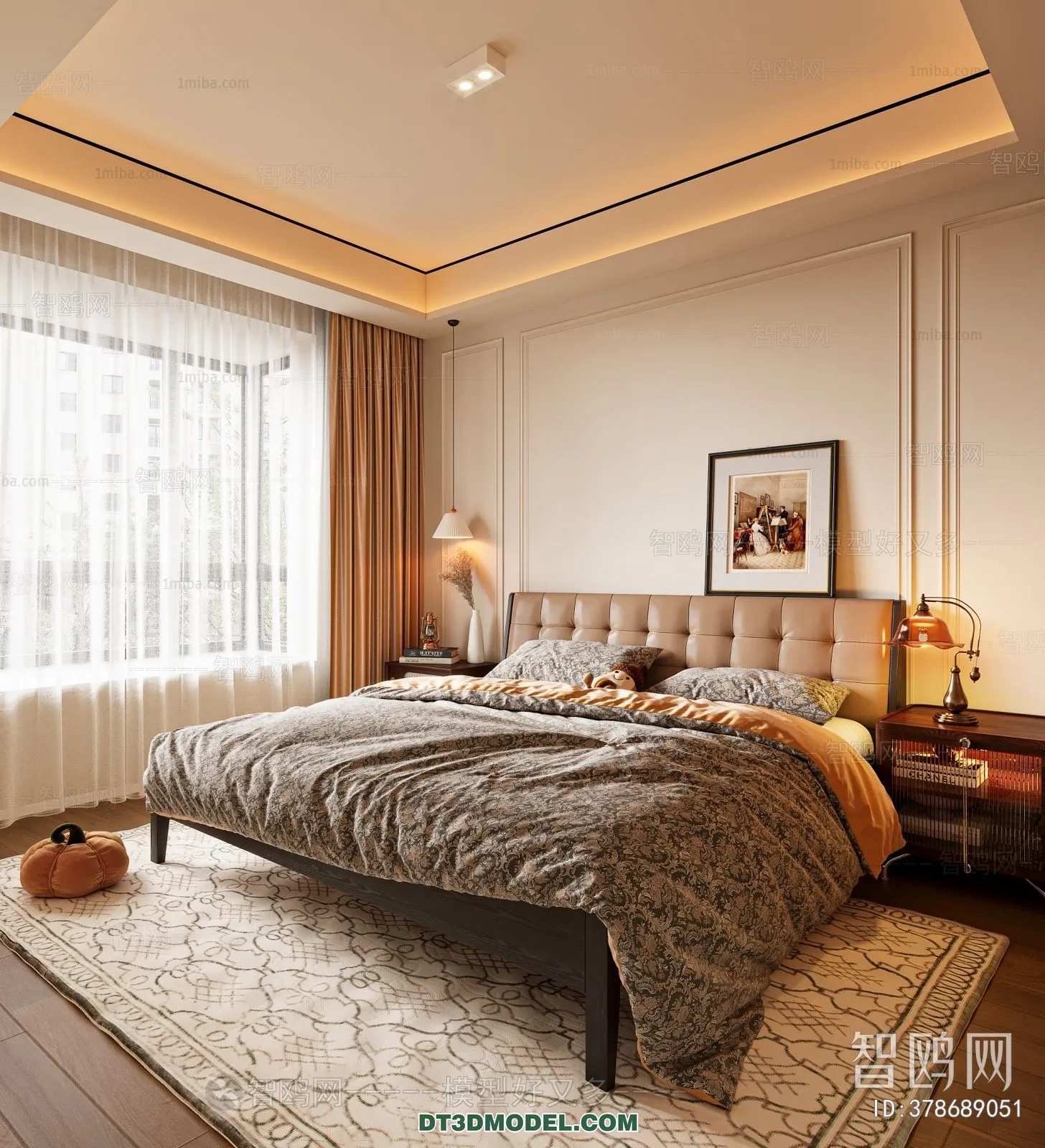 3D Scene of France Style Bedroom – 3D Model – 035 – CORONA