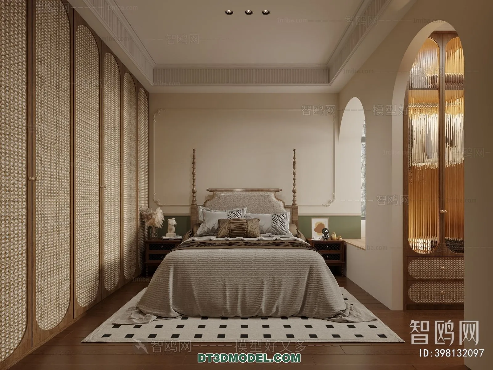 3D Scene of France Style Bedroom – 3D Model – 039 – CORONA