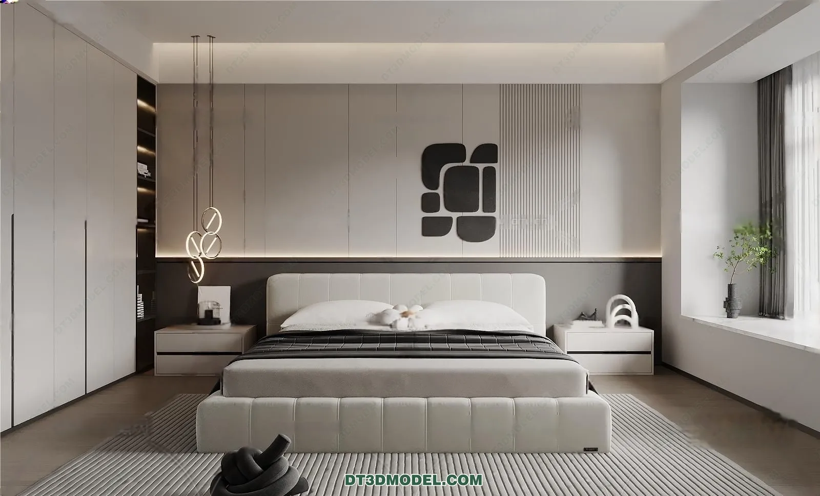 3D Scene of Gray Style Bedroom – 3D Model – 114 – CORONA