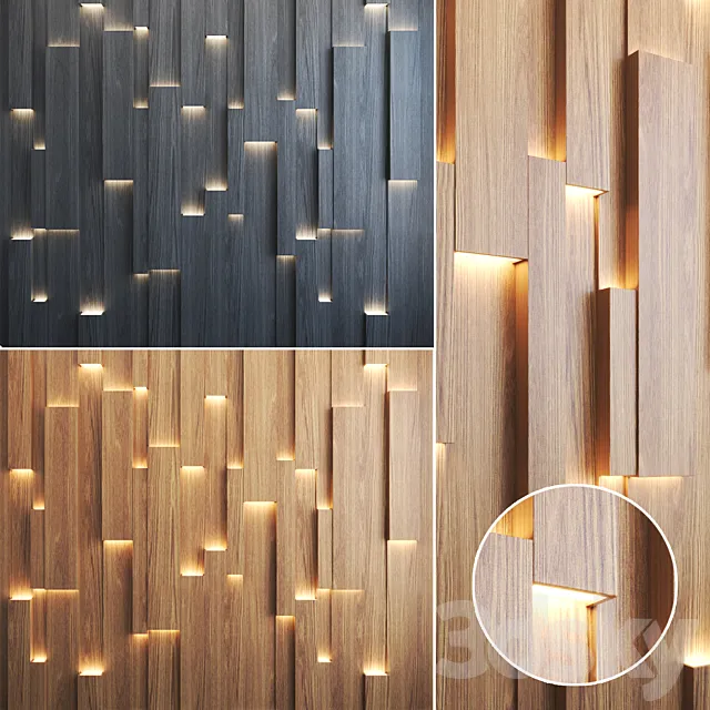 3d wall panel with lighting 3ds Max