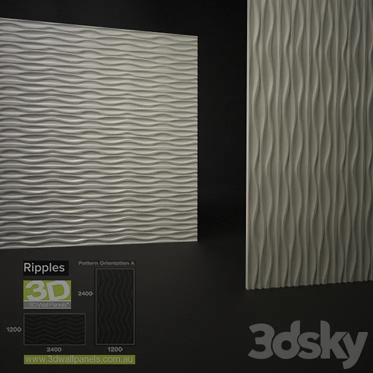 3D Wall Panels Ripples 3DS Max