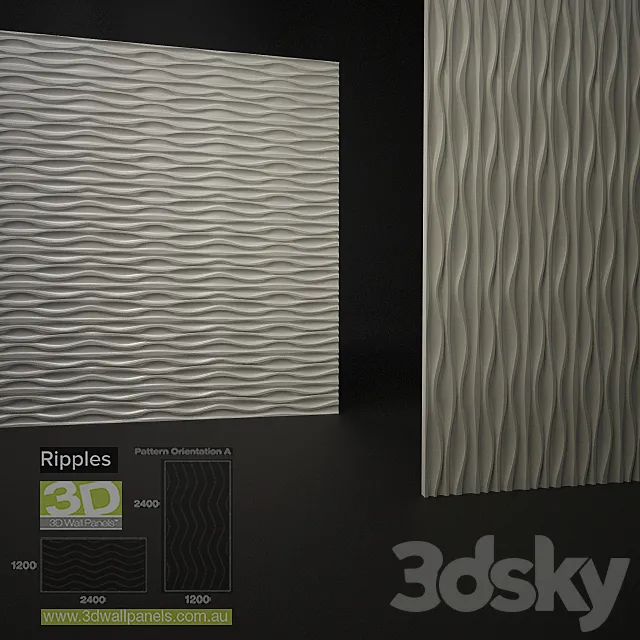 3D Wall Panels Ripples 3DSMax File