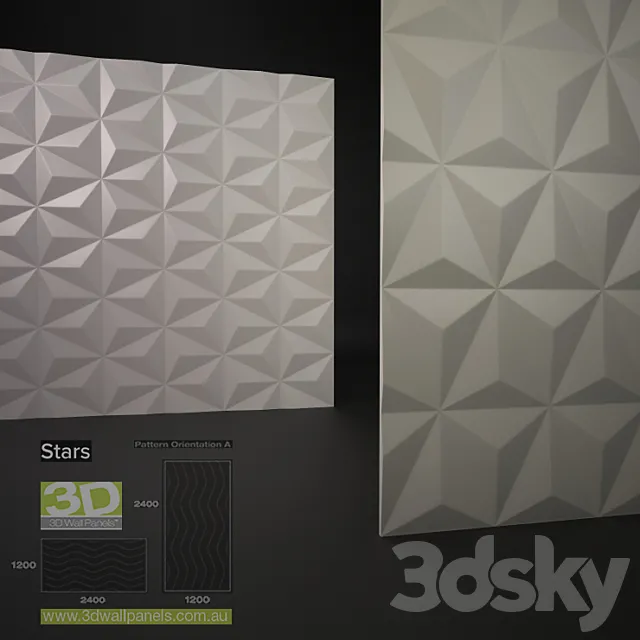 3D Wall Panels Stars 3ds Max