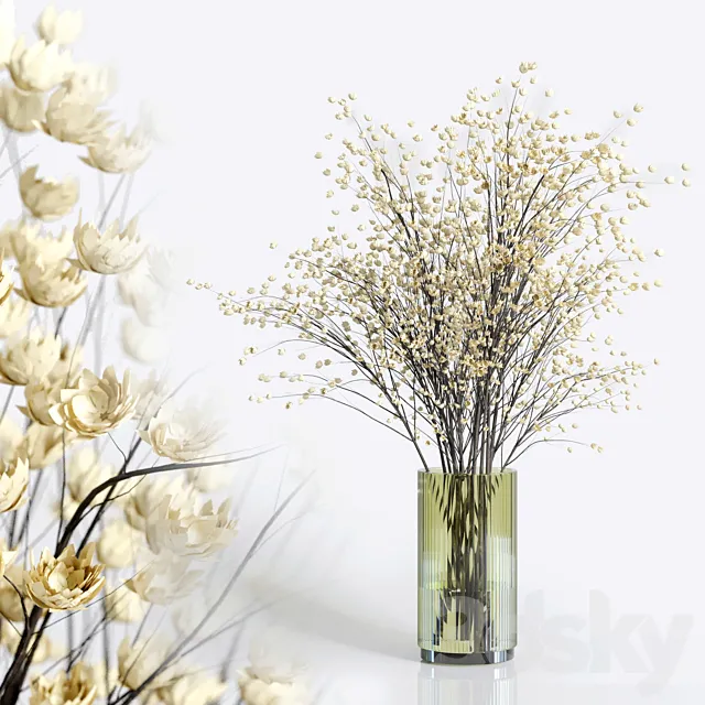 Yellow flowers with yellow galss vase – bouquet 23 3DS Max - thumbnail 3