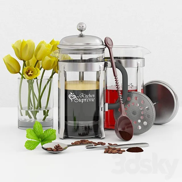 French Press Coffee &Tea Maker Kitchen supreme 3DS Max - thumbnail 3