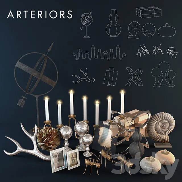 Decorative – Set – 3D Models – Arteriors decoration set