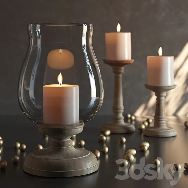 Decorative – Set – 3D Models – Ashton Wood ցandlesticks 7