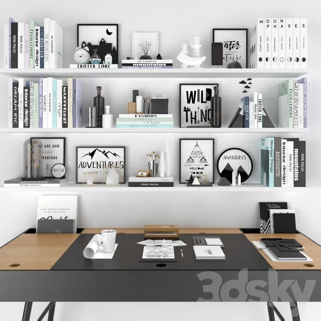 Decorative – Set – 3D Models – Decorative set with a unique book covers; filling shelves and table space 3d Model