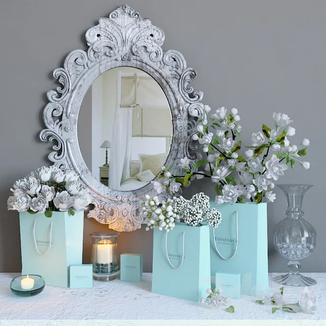 Decorative – Set – 3D Models – Decorative set with flowers and carved mirror at Tiffany reasons