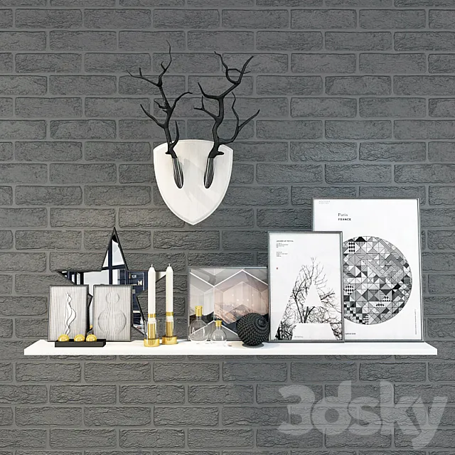 Decorative – Set – 3D Models – Decorative set with shelf and horns