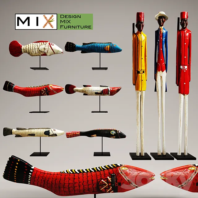 Decorative – Set – 3D Models – Design Mix Furniture Collection of 9 pieces