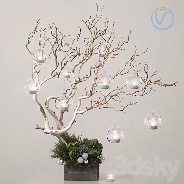 Decorative – Set – 3D Models – ikebana with candles
