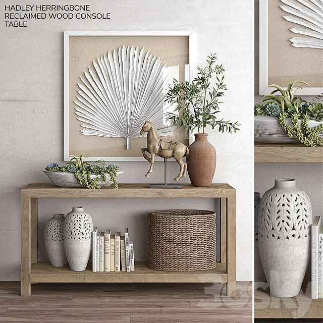 Decorative – Set – 3D Models – PB Hadley Herringbone Reclaimed Wood Console Table