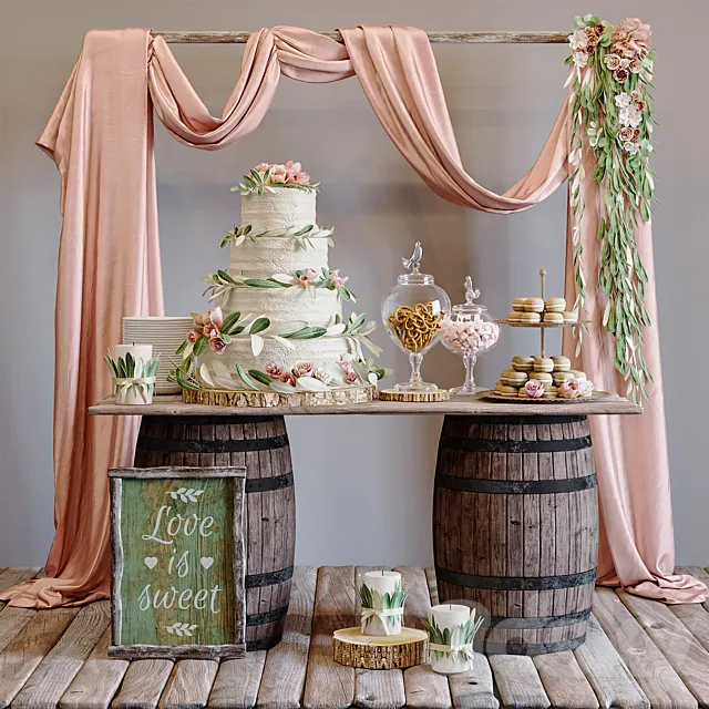 Decorative – Set – 3D Models – Rustic wedding style sweet table