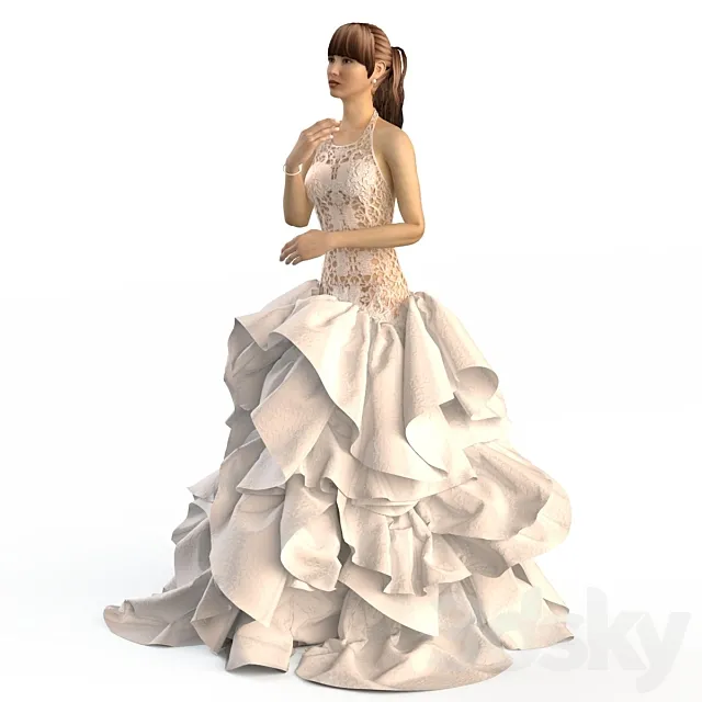 Wedding Evening Dress 2 3DS Max - thumbnail 3