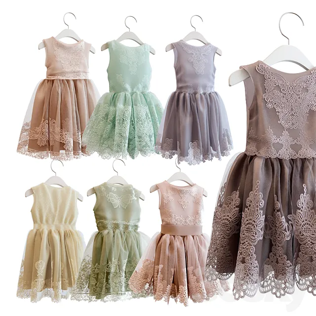 Clothes – Footware – 3D Models – Dresses for a little princess