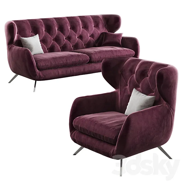 Furniture – Sofa 3D Models – 3C Candy Sixty sofa and armchair