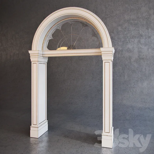 Decorative – Set – 3D Models – Classic arched portal with stained glass