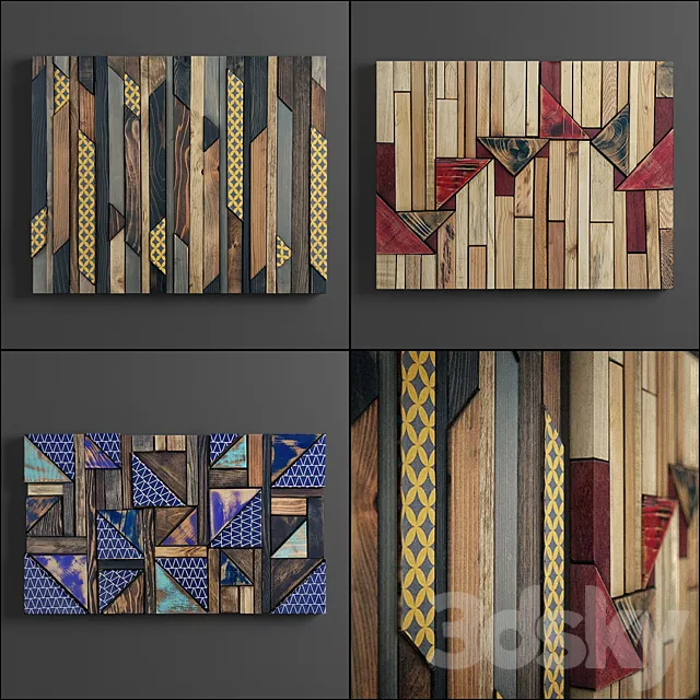 Decorative – Set – 3D Models – Panel wood art 02