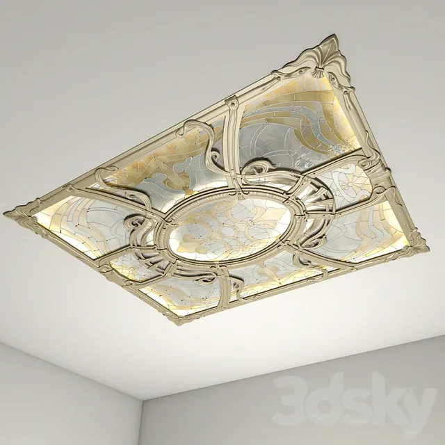 Decorative – Set – 3D Models – Stained glass ceiling in the forged frame