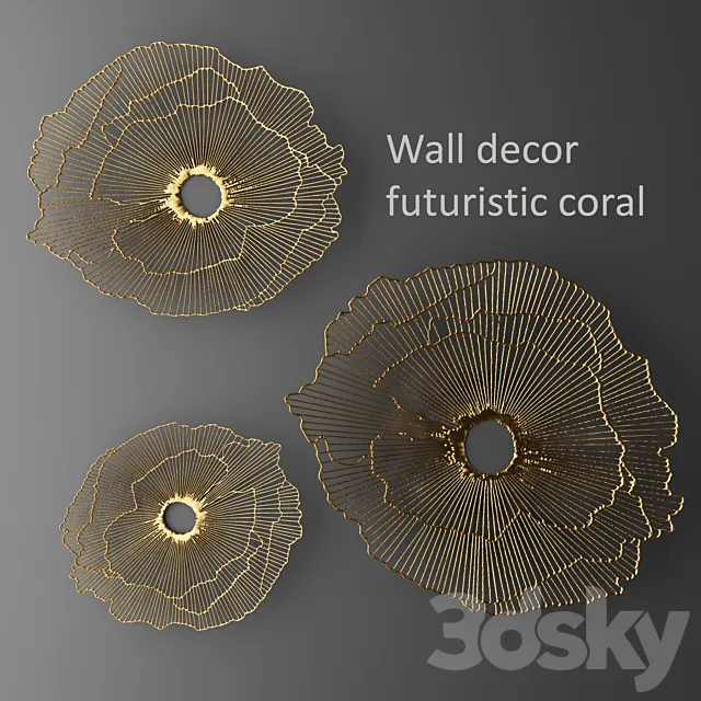 Decorative – Set – 3D Models – Wall decor futuristic coral. Panel